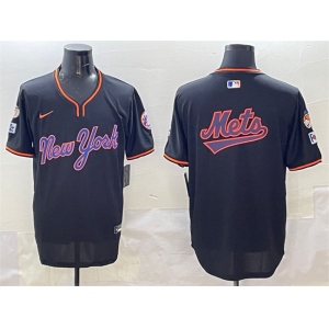 Men's New York Mets Team Big Logo Black 2025 Spring Training Stitched Baseball Jersey
