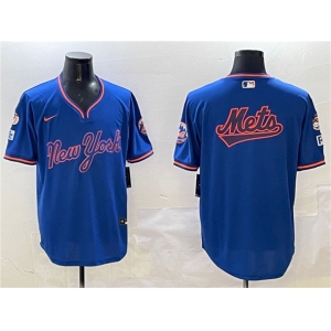 Men's New York Mets Team Big Logo Royal 2025 Spring Training Stitched Baseball Jersey