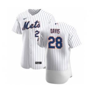 Men's Nike New York Mets #28 J.D. Davis White Home 2020 Authentic Player Baseball Jersey