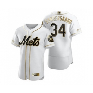 Men's Nike New York Mets #34 Noah Syndergaard White 2020 Authentic Golden Edition Baseball Jersey