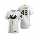 Men's Nike New York Mets #48 Jacob DeGrom White 2020 Authentic Golden Edition Baseball Jersey