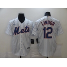 Nike Men's New York Mets #12 Francisco Lindor White Alternate Home Cool Base Baseball Jersey