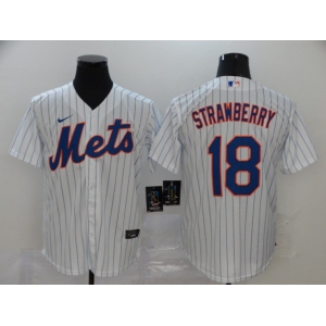 Nike Men's New York Mets #18 Darryl Strawberry White Alternate Home Cool Base Baseball Jersey