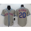 Nike Men's New York Mets #20 Pete Alonso Grey Alternate Home Cool Base Baseball Jersey