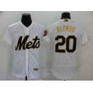 Nike Men's New York Mets #20 Pete Alonso White Gold  Alternate Flex Base Authentic Collection Baseball Jersey