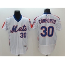 Nike Men's New York Mets #30 Michael Conforto White Retro Alternate Flex Base Authentic Collection Baseball Jersey