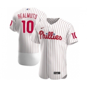 Men's Nike Philadelphia Phillies #10 JT Realmuto 2020 White Home Authentic Player Baseball Jersey