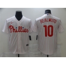 Men's Nike Philadelphia Phillies #10 J.T. Realmuto White Home Stitched Baseball Jersey