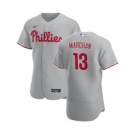 Men's Nike Philadelphia Phillies #13 Rafael Marchan Gray Road 2020 Authentic Player Baseball Jersey