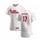 Men's Nike Philadelphia Phillies #17 Rhys Hoskins White Home 2020 Authentic Player Baseball Jersey