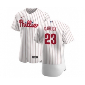 Men's Nike Philadelphia Phillies #23 Kyle Garlick White Home 2020 Authentic Player Baseball Jersey