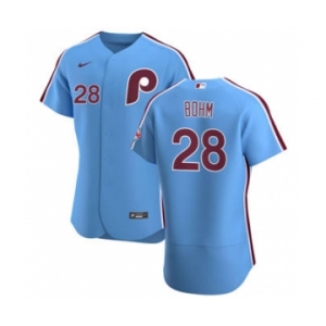 Men's Nike Philadelphia Phillies #28 Alec Bohm Light Blue Alternate 2020 Authentic Player Baseball Jersey