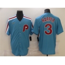 Men's Nike Philadelphia Phillies #3 Bryce Harper Blue Cooperstown Collection Home Stitched Baseball Jersey