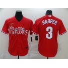 Men's Nike Philadelphia Phillies #3 Bryce Harper Red Alternate Stitched Baseball Jersey