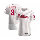 Men's Nike Philadelphia Phillies #3 Bryce Harper White Home 2020 Authentic Player Baseball Jersey