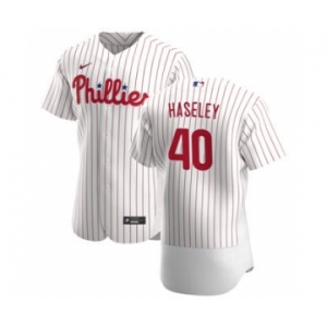 Men's Nike Philadelphia Phillies #40 Adam Haseley White Home 2020 Authentic Player Baseball Jersey