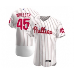 Men's Nike Philadelphia Phillies #45 Zack Wheeler 2020 White Alternate Authentic Player Baseball Jersey