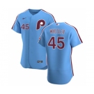 Men's Nike Philadelphia Phillies #45 Zack Wheeler Light Blue Alternate 2020 Authentic Player Baseball Jersey