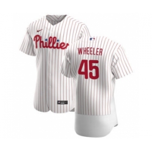 Men's Nike Philadelphia Phillies #45 Zack Wheeler White Home 2020 Authentic Player Baseball Jersey