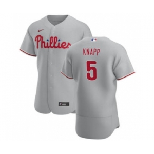 Men's Nike Philadelphia Phillies #5 Andrew Knapp Gray Road 2020 Authentic Player Baseball Jersey