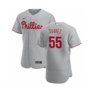 Men's Nike Philadelphia Phillies #55 Ranger Suarez Gray Road 2020 Authentic Player Baseball Jersey