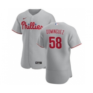 Men's Nike Philadelphia Phillies #58 Seranthony Dominguez Gray Road 2020 Authentic Player Baseball Jersey