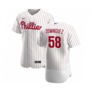 Men's Nike Philadelphia Phillies #58 Seranthony Dominguez White Home 2020 Authentic Player Baseball Jersey