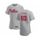 Men's Nike Philadelphia Phillies #63 Mauricio Llovera Gray Road 2020 Authentic Player Baseball Jersey