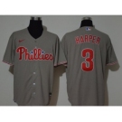 Men's Nike Phillies #3 Bryce Harper Gray 2020 Baseball Jersey