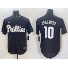 Men's Philadelphia Phillies #10 J.T. Realmuto Black Lights Out Limited Stitched Baseball Jersey