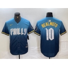 Men's Philadelphia Phillies #10 JT Realmuto Blue 2024 City Connect Limited Stitched Jersey