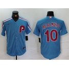 Men's Philadelphia Phillies #10 J.T. Realmuto Blue Cool Base Stitched Jersey