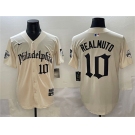 Men's Philadelphia Phillies #10 J.T. Realmuto Cream Gothic Vapor Limited Stitched Jersey