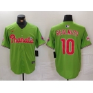 Men's Philadelphia Phillies #10 JT Realmuto Green With Patch Stitched Cool Base Nike Jersey