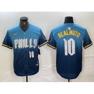 Men's Philadelphia Phillies #10 JT Realmuto Number Blue 2024 City Connect Limited Stitched Jersey