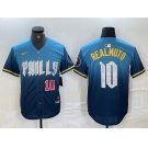 Men's Philadelphia Phillies #10 JT Realmuto Number Blue 2024 City Connect Limited Stitched Jerseys