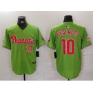 Men's Philadelphia Phillies #10 JT Realmuto Number Green With Patch Stitched Cool Base Nike Jersey