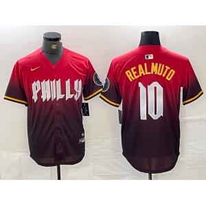 Men's Philadelphia Phillies #10 JT Realmuto Red 2024 City Cool Base Jersey