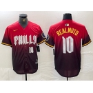 Men's Philadelphia Phillies #10 JT Realmuto Red 2024 City Player Number Cool Base Jersey