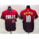 Men's Philadelphia Phillies #10 JT Realmuto Red 2024 City Player Number Cool Base Jerseys