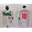 Men's Philadelphia Phillies #10 J.T. Realmuto White Green Cool Base Stitched Jerseys