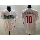 Men's Philadelphia Phillies #10 J.T. Realmuto White Phanatic Cool Base Stitched Jersey