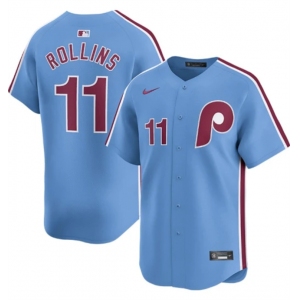 Men's Philadelphia Phillies #11 Jimmy Rollins Light Blue Alternate Limited Stitched Jersey