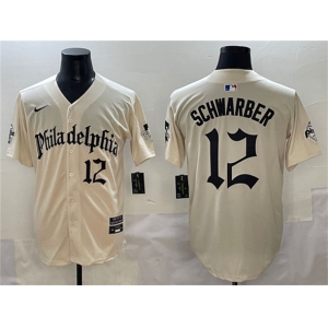 Men's Philadelphia Phillies #12 Kyle Schwarber Cream Gothic Vapor Limited Stitched Jersey