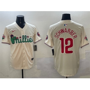 Men's Philadelphia Phillies #12 Kyle Schwarber Cream Phanatic Limited Stitched Jersey