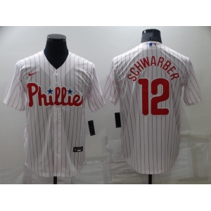 Men's Philadelphia Phillies #12 Kyle Schwarber White Cool Base Stitched Jersey