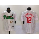 Men's Philadelphia Phillies #12 Kyle Schwarber White Green Cool Base Stitched Jerseys