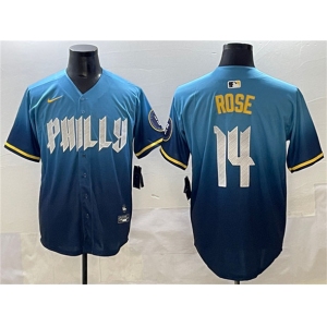 Men's Philadelphia Phillies #14 Pete Rose Blue 2024 City Connect Limited Stitched Jersey