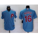 Men's Philadelphia Phillies #16 Brandon Marsh Blue Cool Base Stitched Jersey