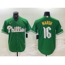 Men's Philadelphia Phillies #16 Brandon Marsh Green 2024 City Connect Stitched Jersey